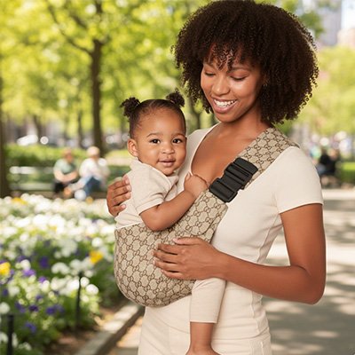 echarpe de portage bebe maman au parc avec bebe