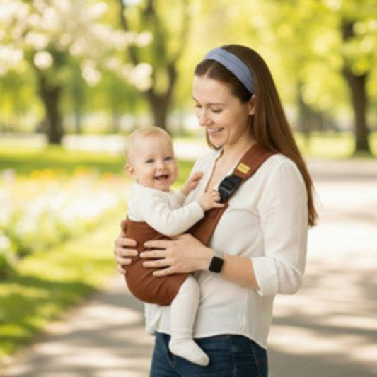 écharpe de portage bébé maman lune maman au parc avec bébé