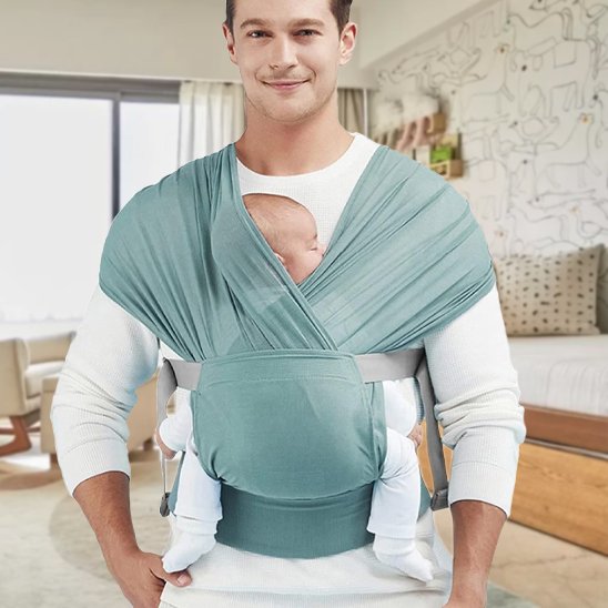 echarpe de portage verte bébé face avant