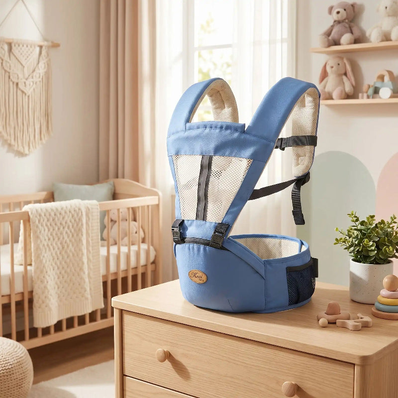 porte bébé douce étreinte bleu