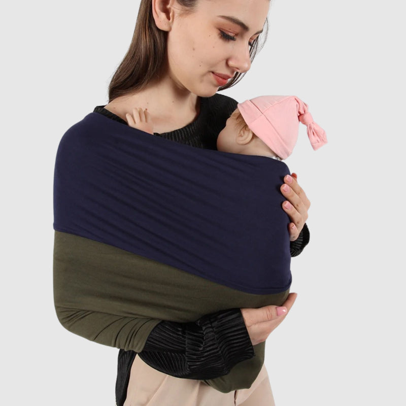 porte bébé-écharpe bonding nomade bleu vert
