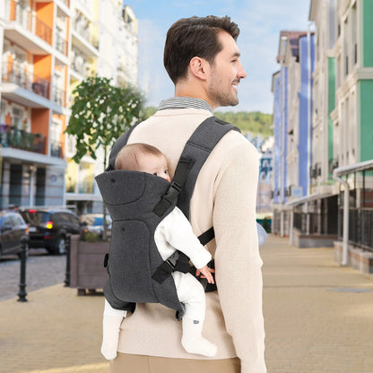 porte bébé ergonomique papa en ville avec bébé