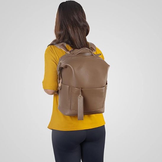 sac à dos à langer bébé brun