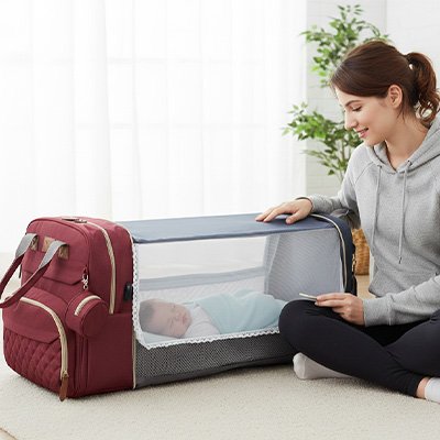 sac à dos à langer bébé maman assise