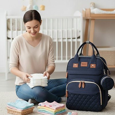 sac à dos à langer bébé maman plie linges