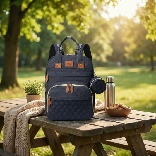 sac à dos à langer bebe nid urbain bleu