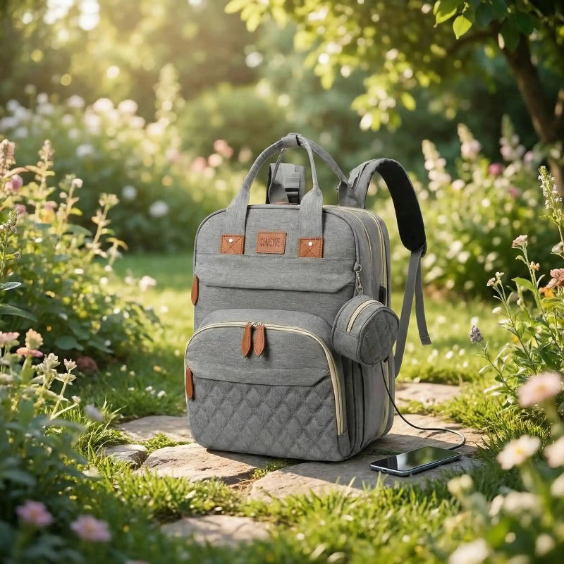 sac à dos à langer bébé nid urbain gris