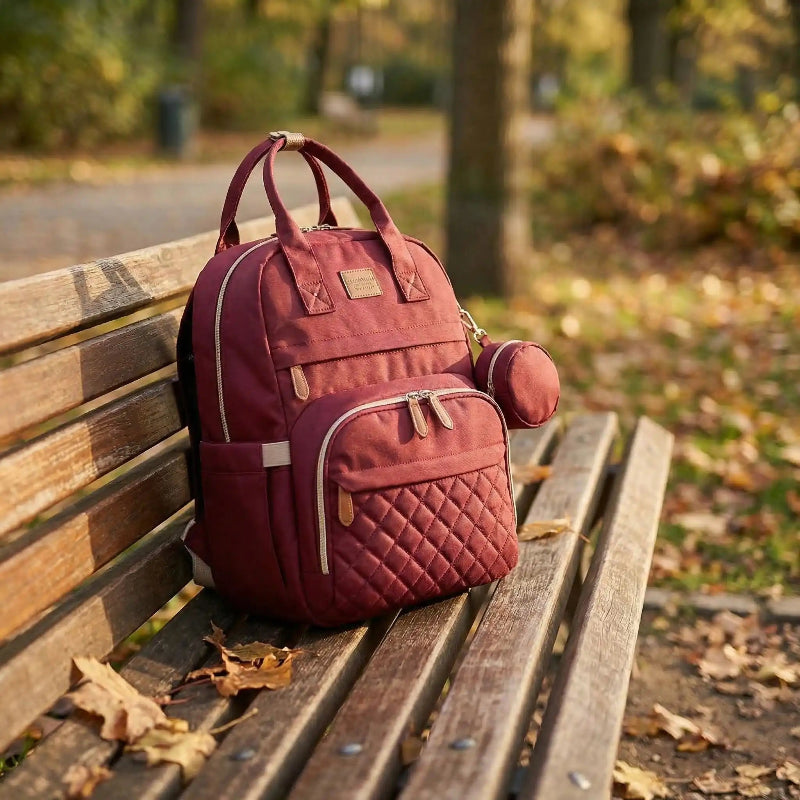 sac à dos à langer bébé nid urbain rouge