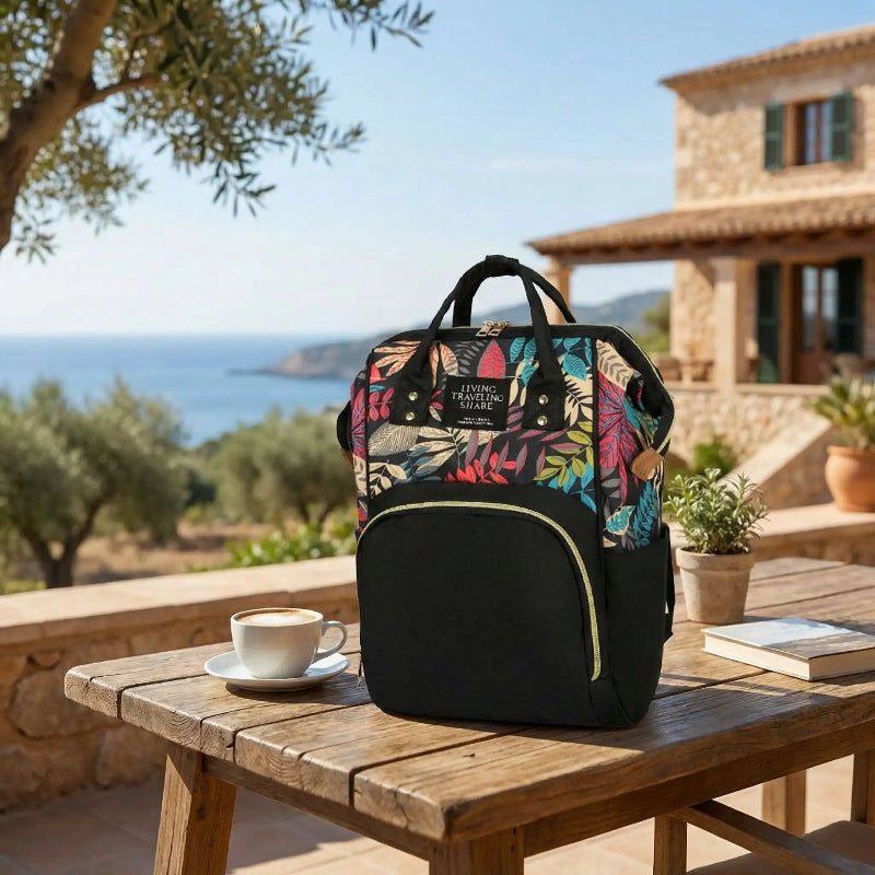 sac à dos à langer élégance florale noir