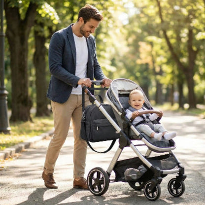 sac a langer a dos serenite noir papa pousse bebe dans poussette