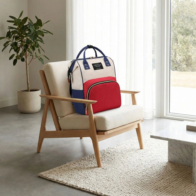 sac à langer bébé rouge et beige élégance maternelle