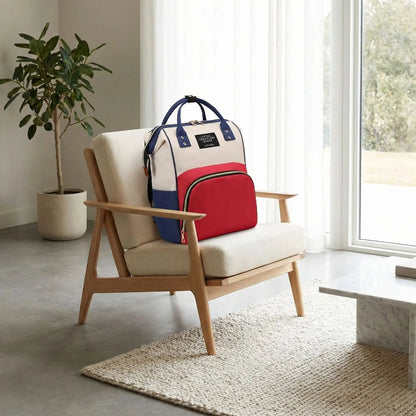 sac à langer bébé rouge et beige élégance maternelle